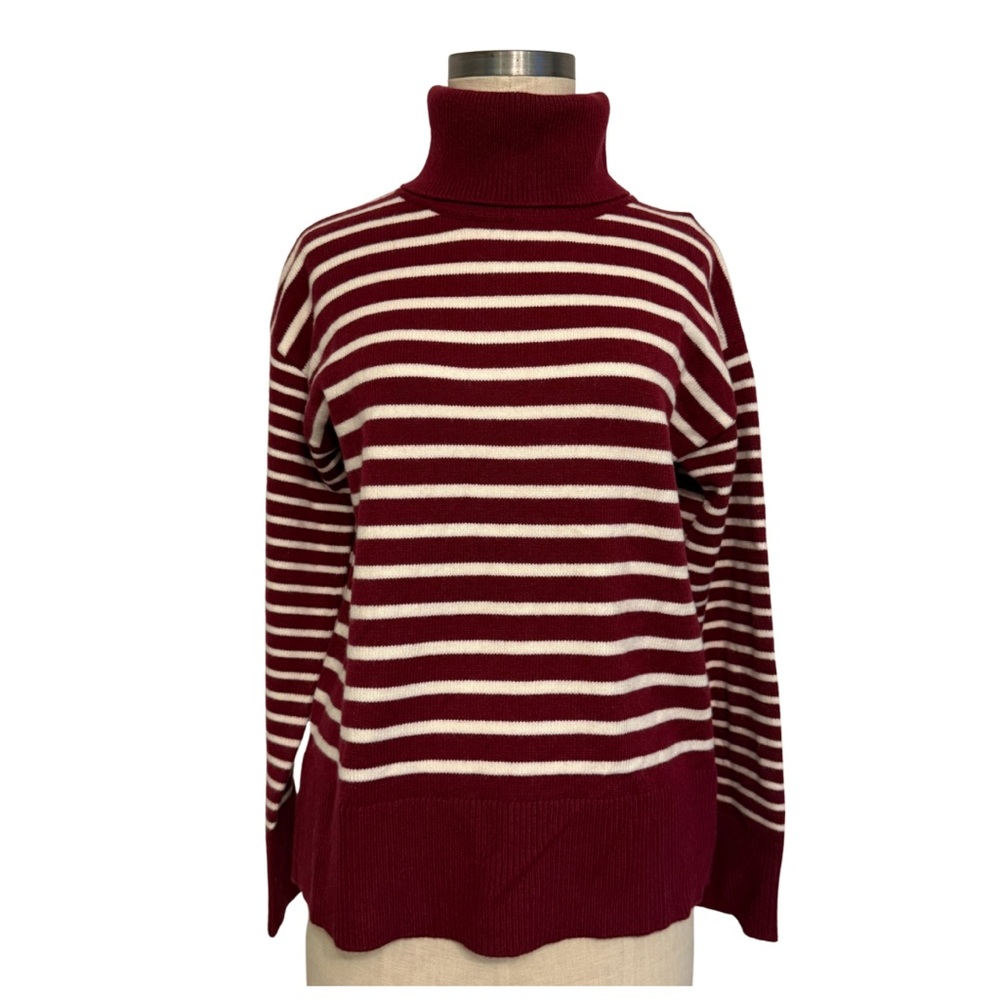 Addison Bay kitt turtleneck burgundy stripe sweater - size XS